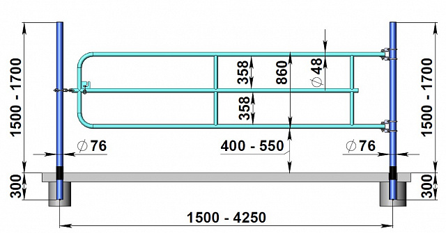 Калитка одинарная с фиксированной длиной с запором на цепь (высота рамы 86 см)  АТ